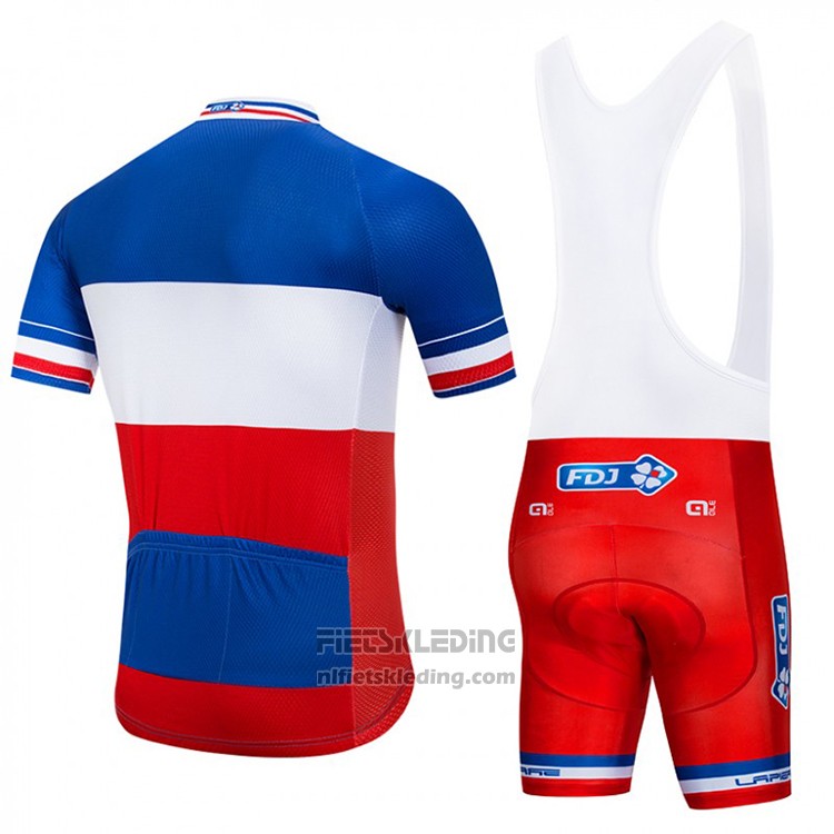2018 Fietskleding FDJ Blauw Wit Rood Korte Mouwen en Koersbroek